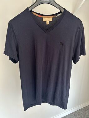 Burberry Black V-Neck Short Sleeve Logo Tee